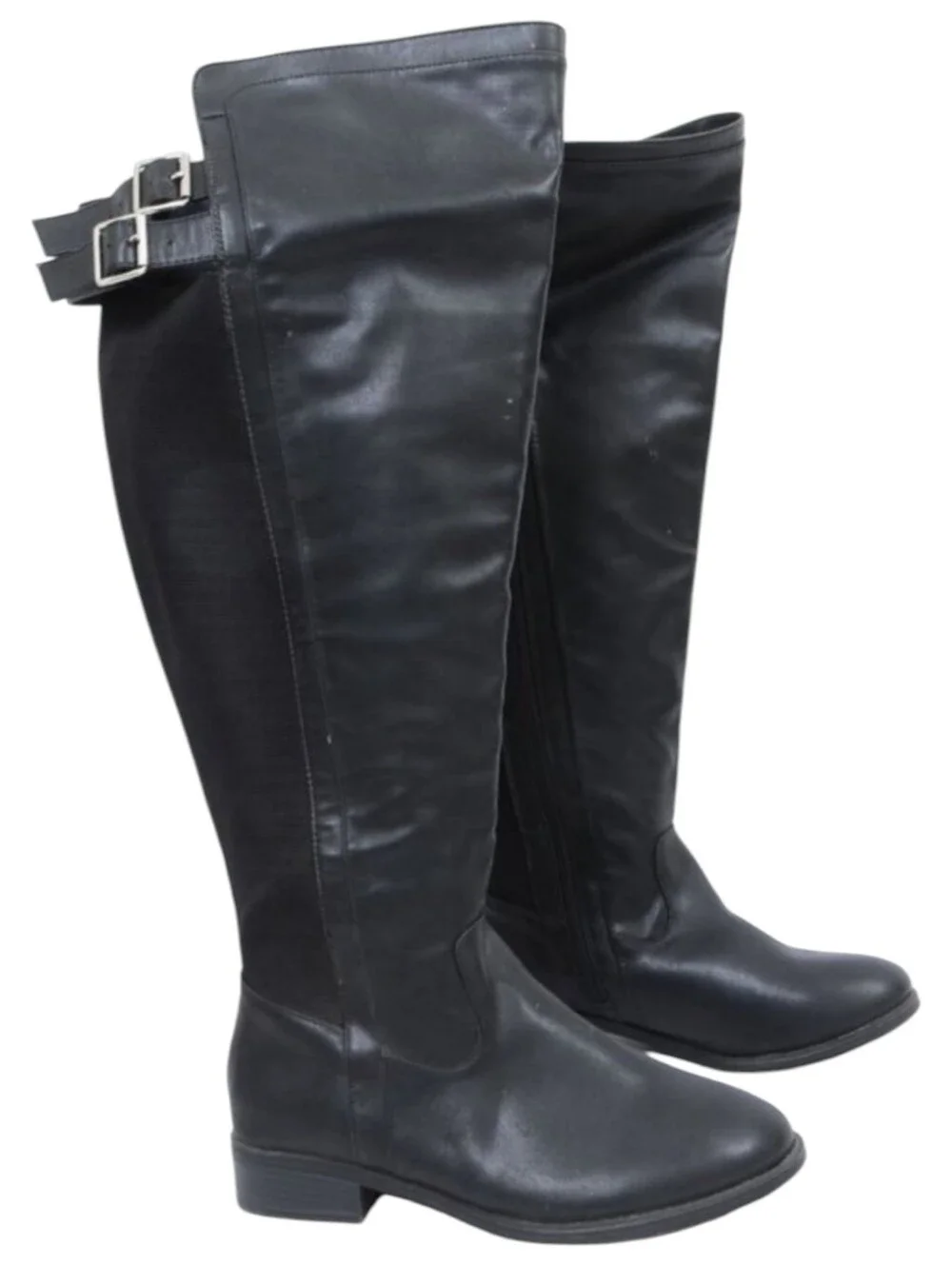 Torrid Black Over The Knee Boots  Adjustable double Buckles Sz 6.5W